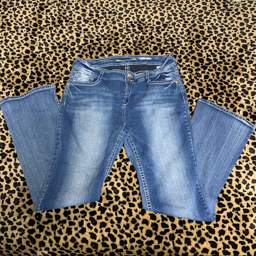 WallFlower Women's Instastretch Luscious Curvy Bootcut Blue Jeans Size 17